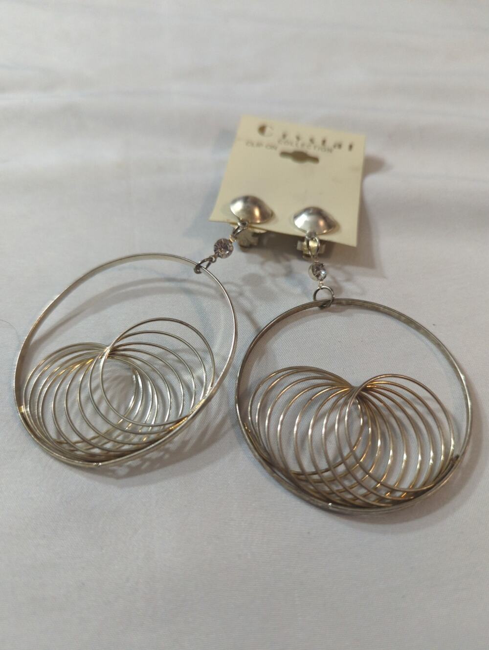 Crystal collection clip on silver earrings
